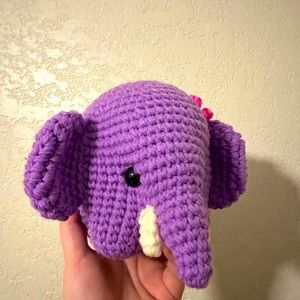 Handmade Crochet Purple Elephant